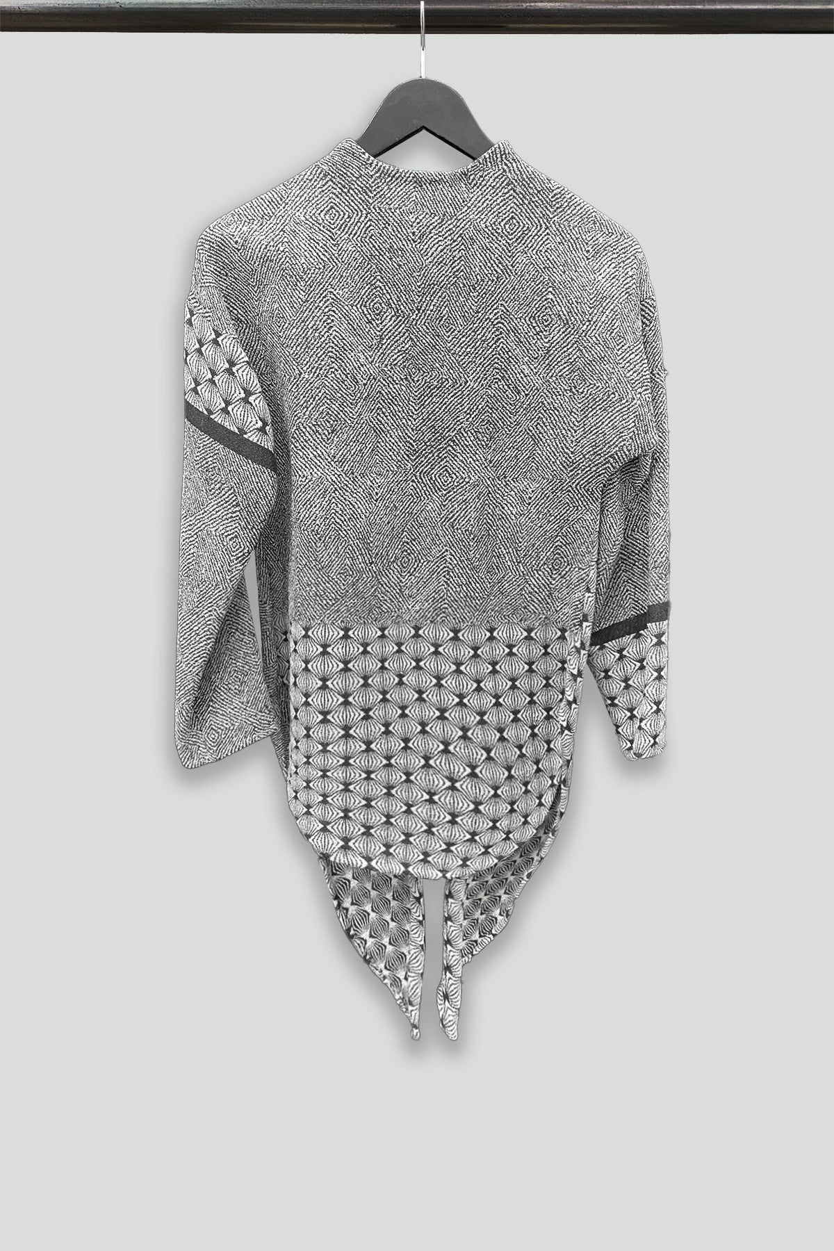 Grey Geometric Knit Coat