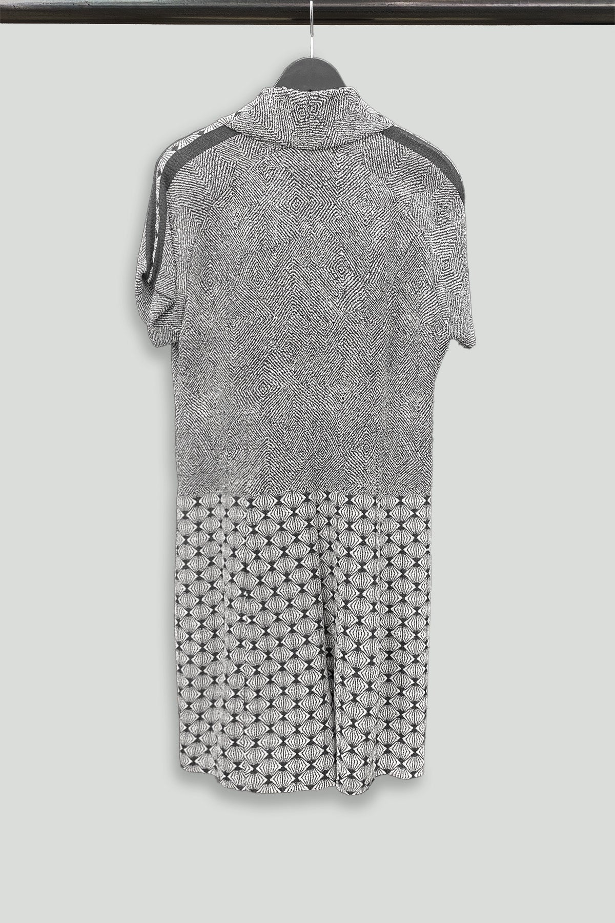 Grey Geometric Knit Tunic Dress