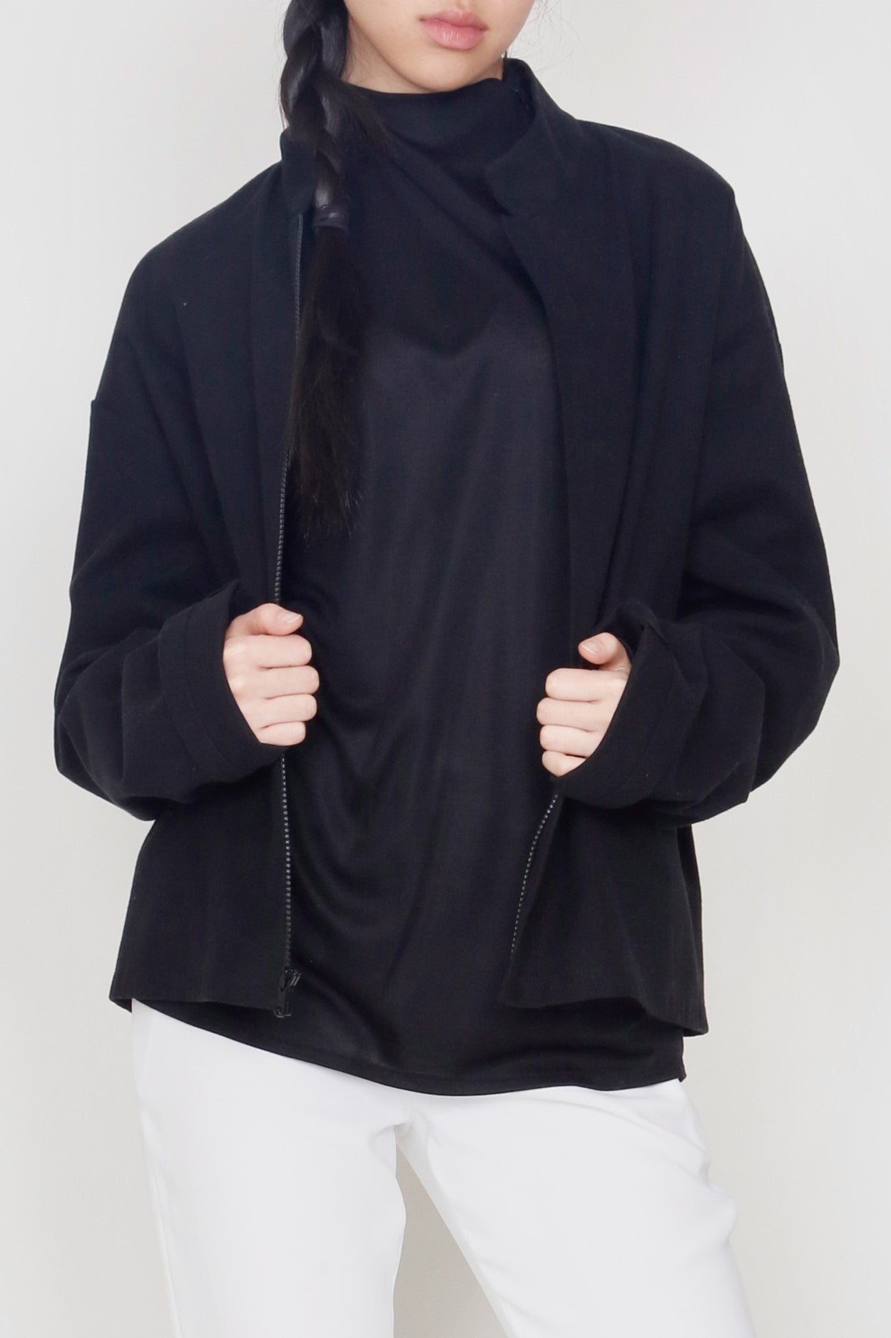 Black Brushed Cotton Short ALI Jacket