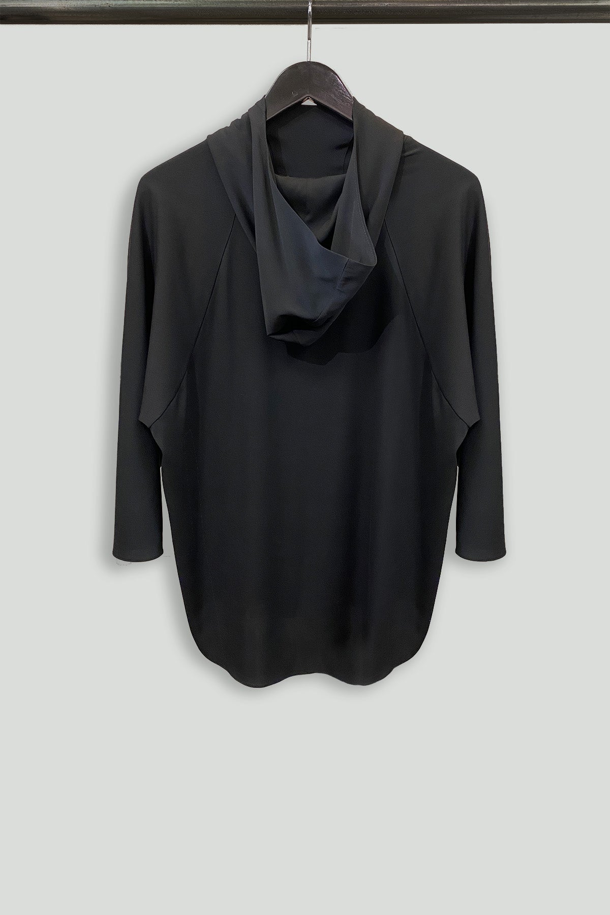 Black Stretch Jersey Hoodie