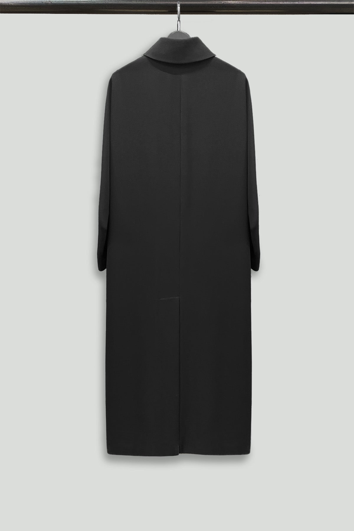 Black Microfiber Smart Gabardine Longline Overcoat