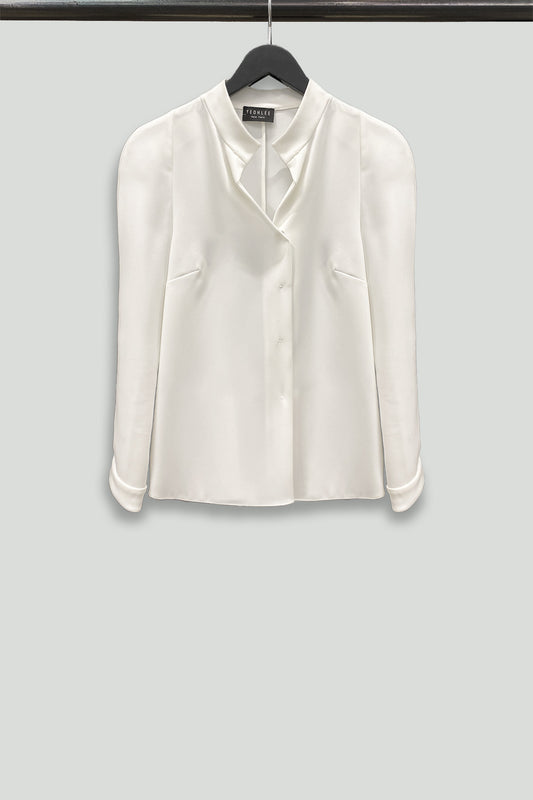White Lightweight Microfiber Smart Gabardine Long Sleeve Shirt