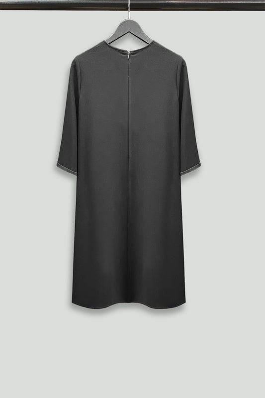 Black Smart Gabardine Tunic Dress