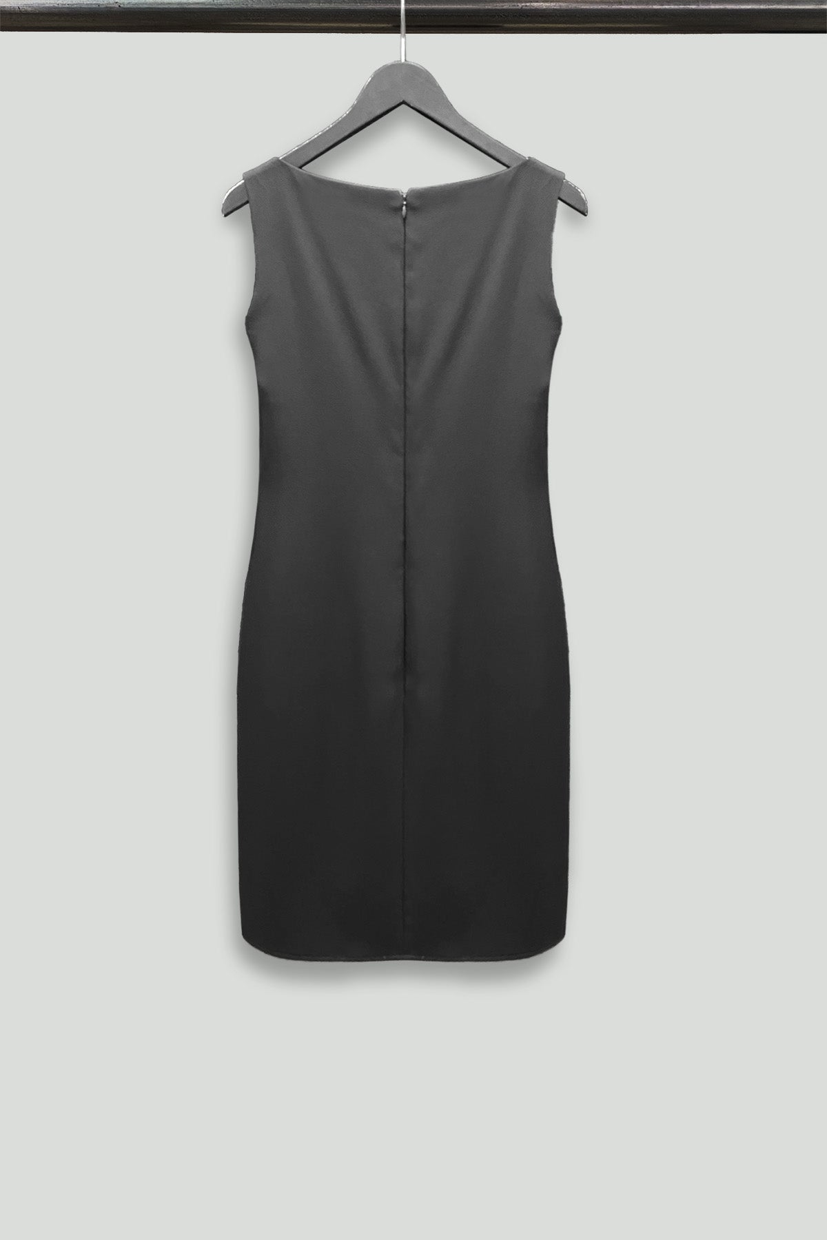 Black Microfiber Smart Gabardine Sleeveless Window Dress