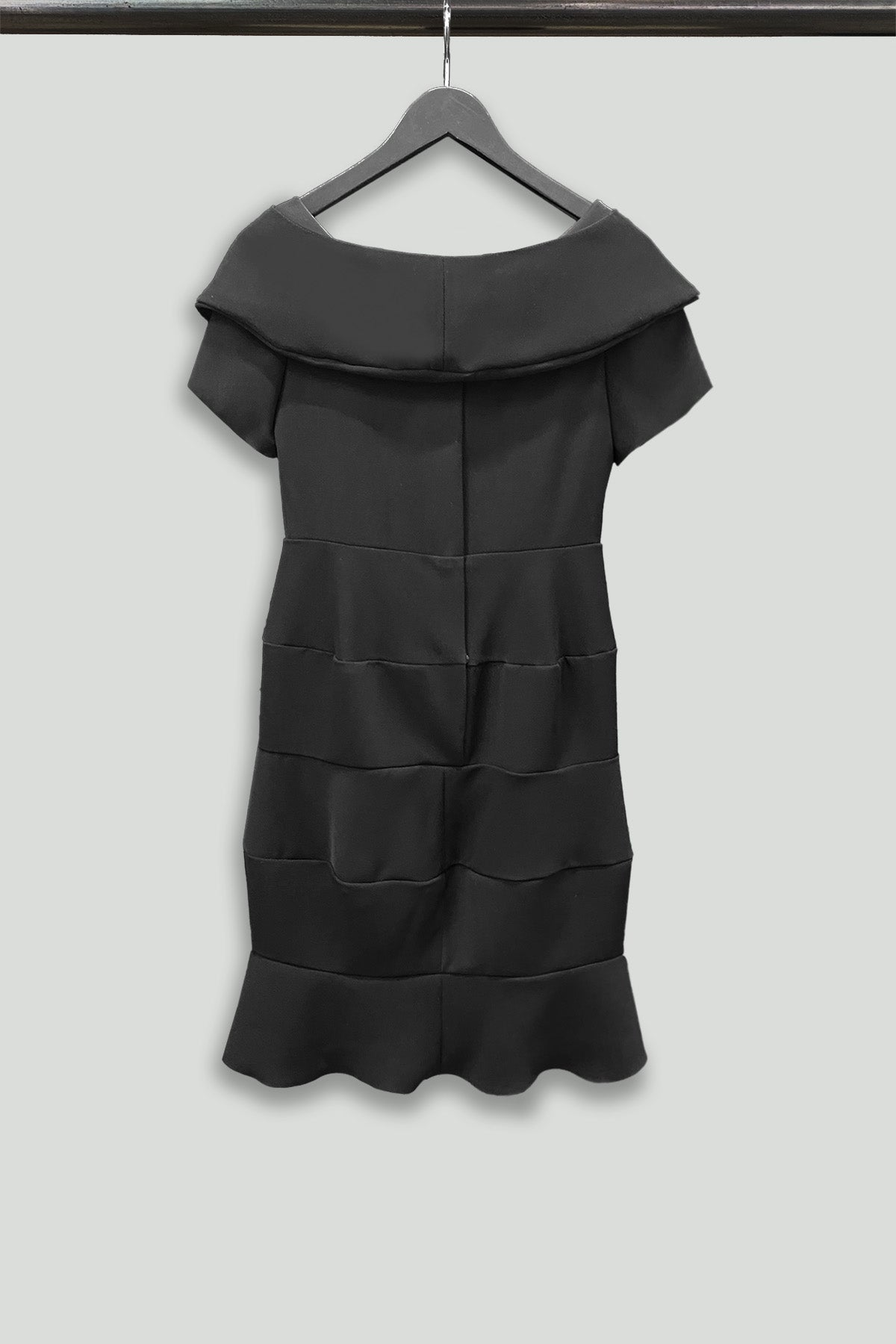 Black Microfiber Smart Gabardine Crescent Dress