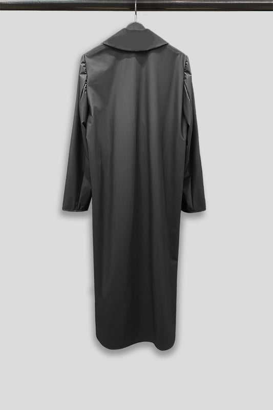 Black Matte Rainwear Long Tailored Raincoat
