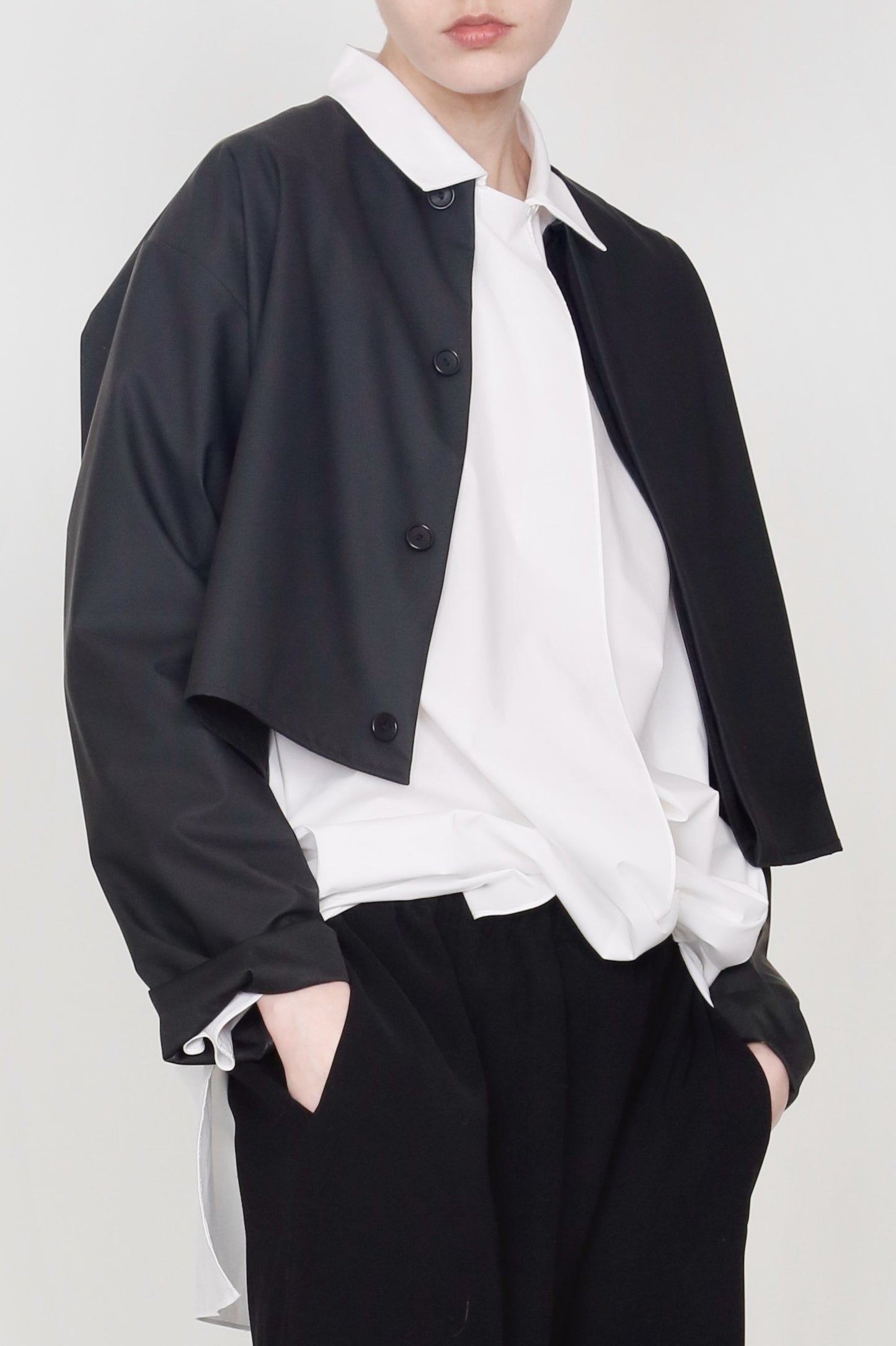 Black Matte Rainwear Crop Pilgrim Jacket