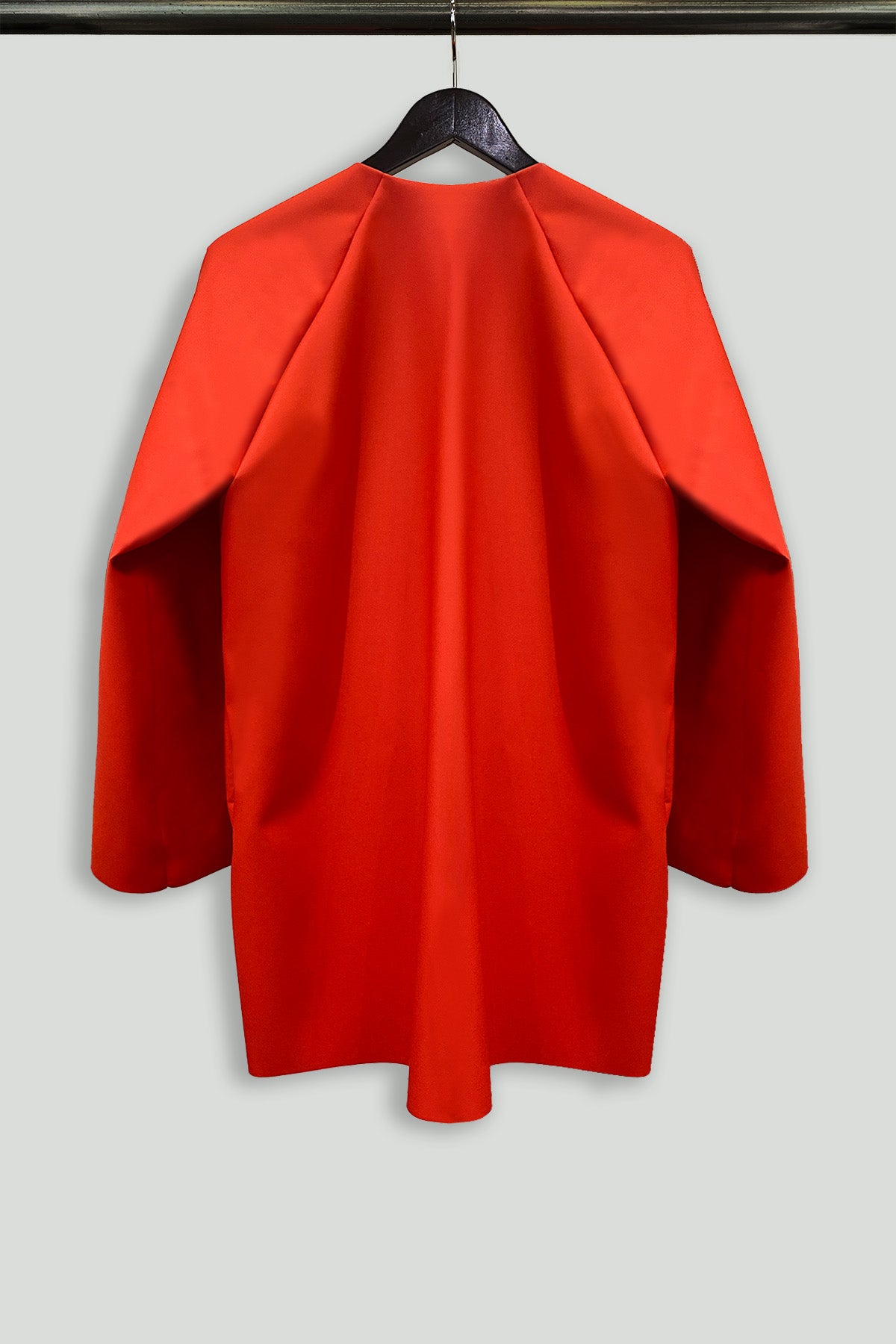 Cadmium Red Zip Front Hooded Rain Jacket in Water-Repellent Fabric