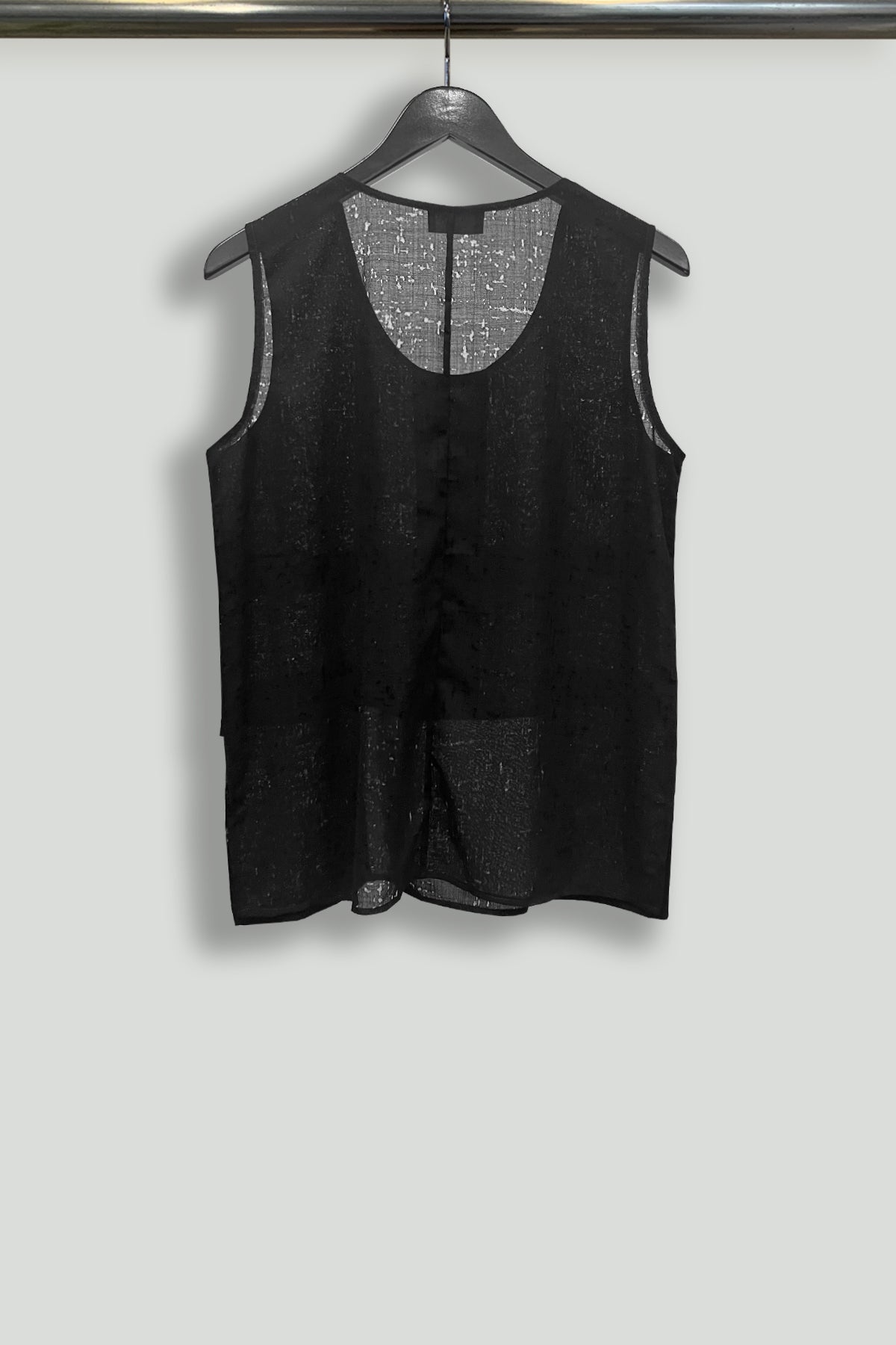 Black Wool Blend Burnout Galaxy Panel Tank Top Media-Back Hanger