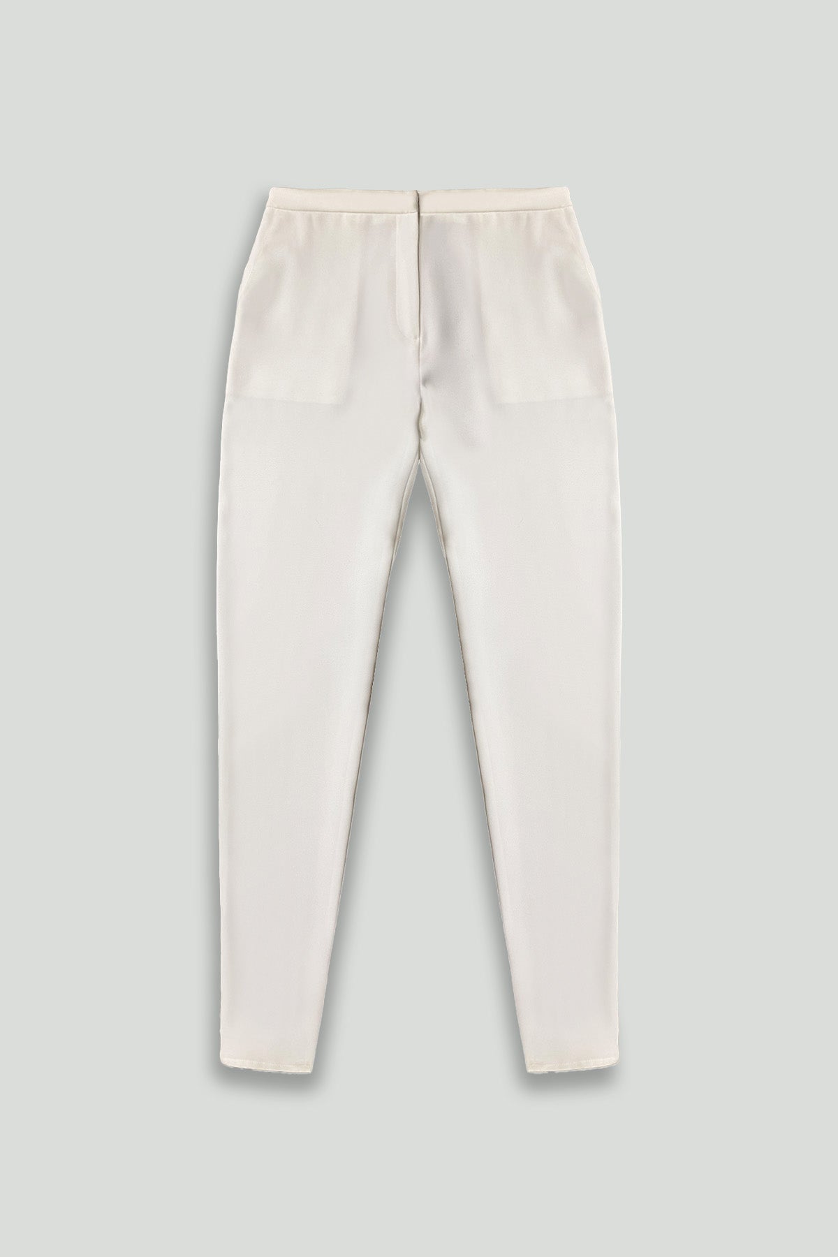 White Lightweight Microfiber Smart Gabardine Pocket Pant with Elastic Back Waist