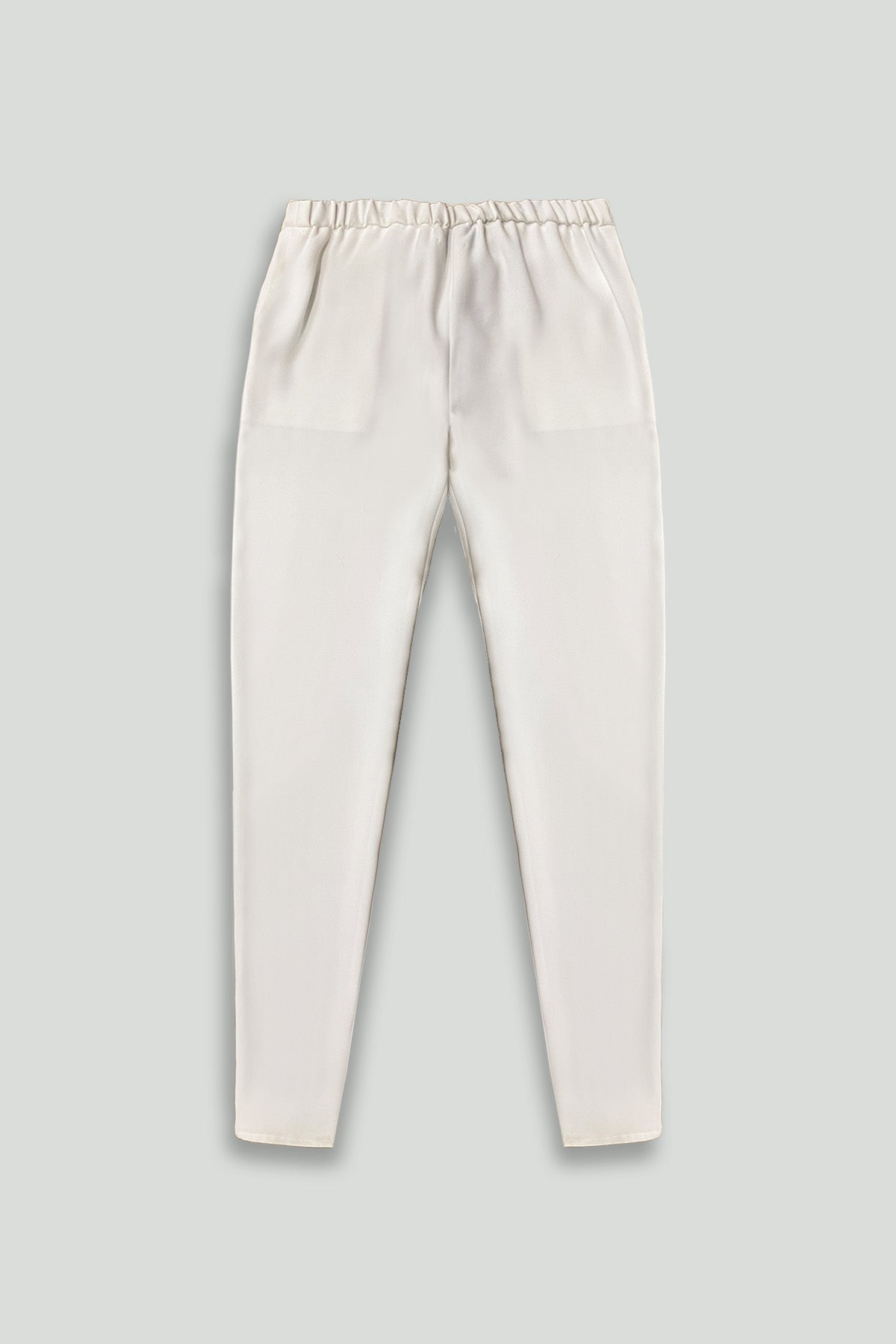 White Lightweight Microfiber Smart Gabardine Pocket Pant with Elastic Back Waist