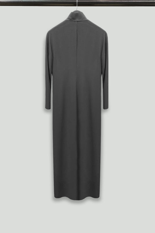 Black Cotton Longline Tunic Dress With Silk Collar