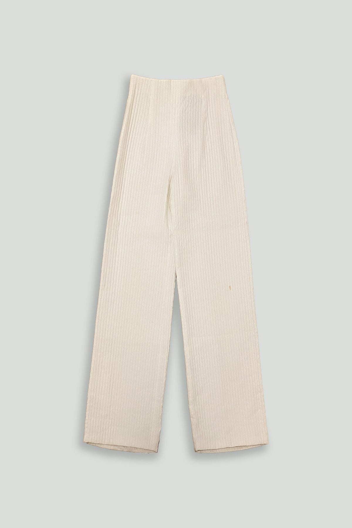 Cream Wide Wale Cotton High-Waisted Pant