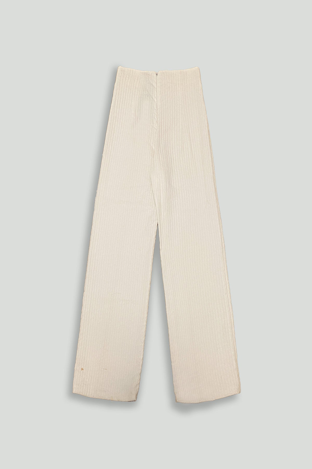 Cream Wide Wale Cotton High-Waisted Pant