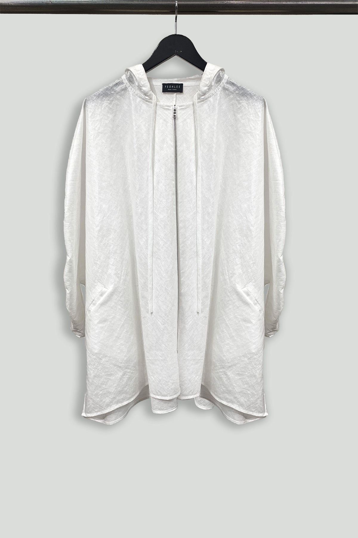 Glossy White Woven Raincoat