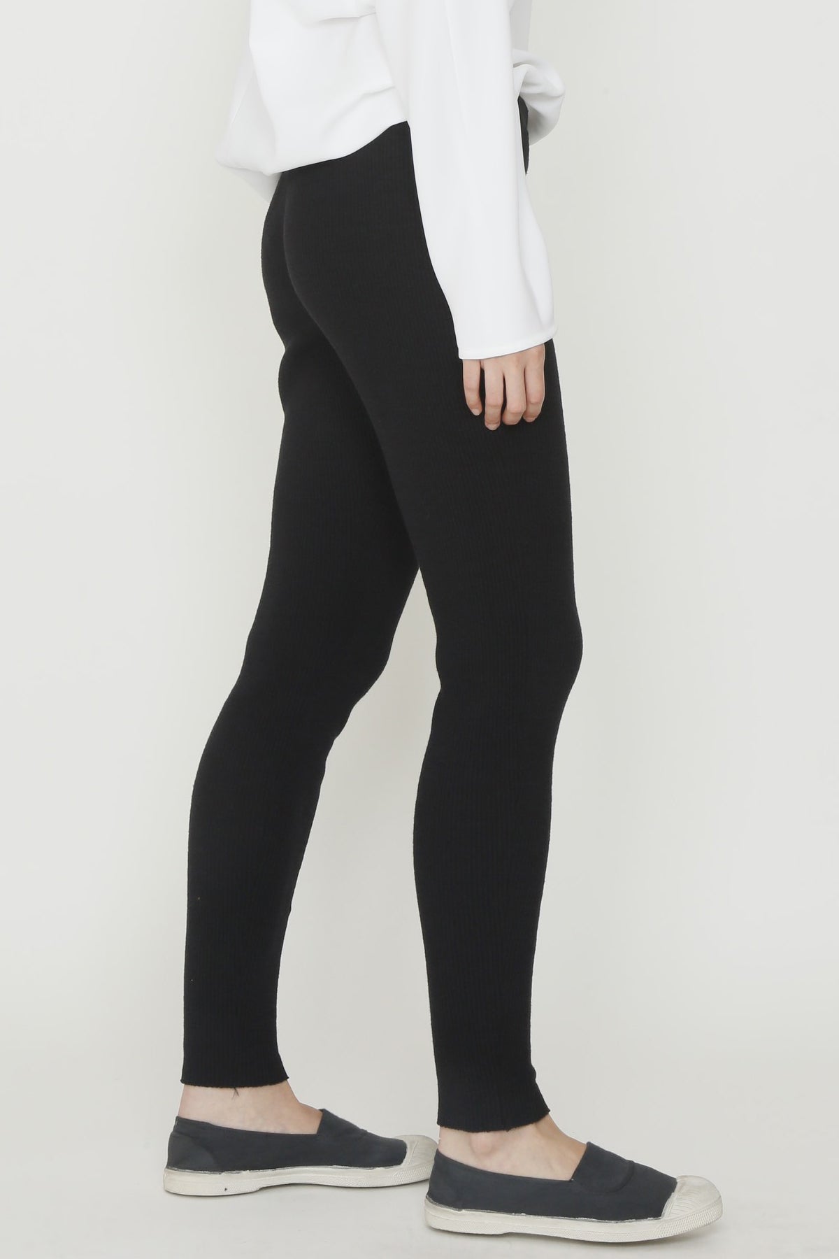 Black 1X1 Cotton Rib Legging