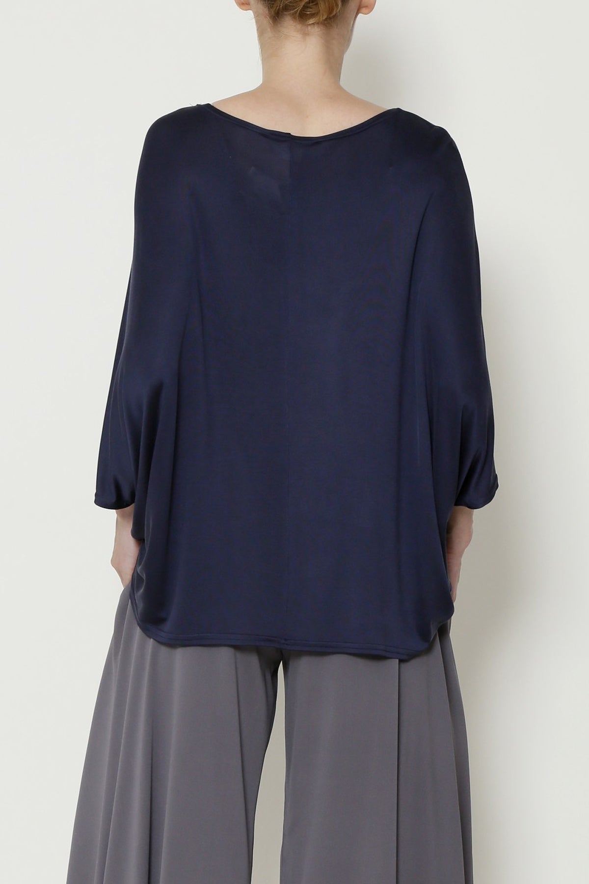 Indigo Cupro Sateen Jersey Crescent Top - 2