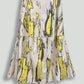 Yellow and White Banana Jacquard Panel A-Line Skirt