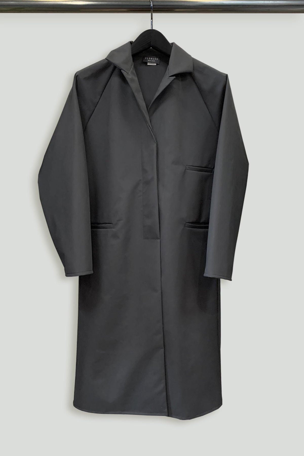 Bonded Nylon Three Pocket Trench Coat-Black Hanger