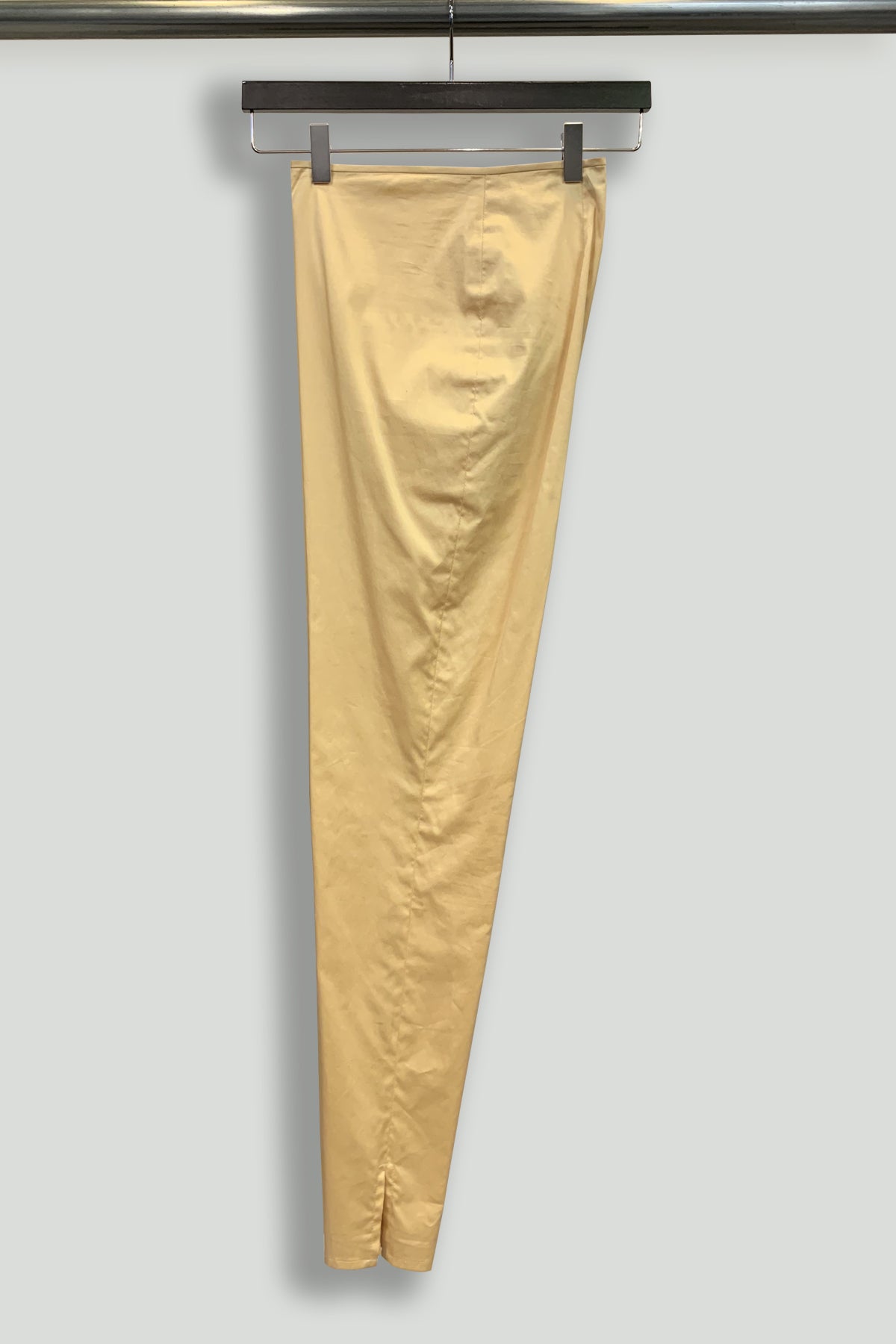 Gold Cotton Back-Zip Pedal Pusher Pant with Hem Slits