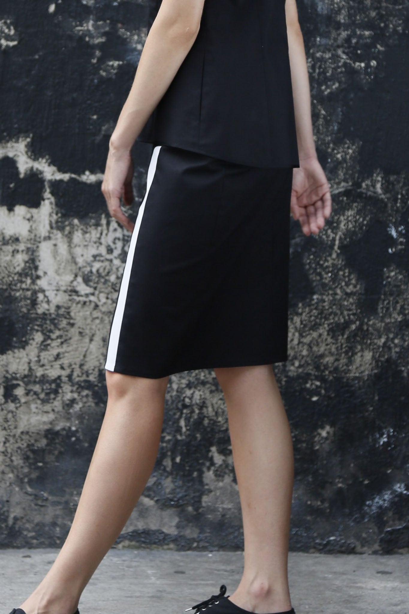 Cotton Skirt with White Stripe