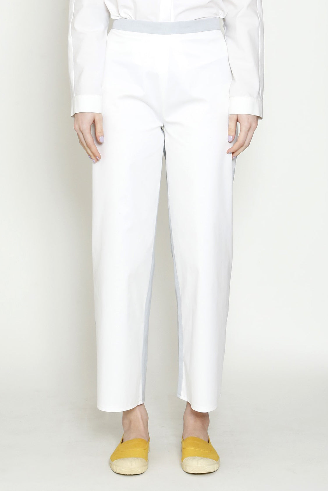 Cotton Blend Mist and Off White Zig Zag Back Zip Pant