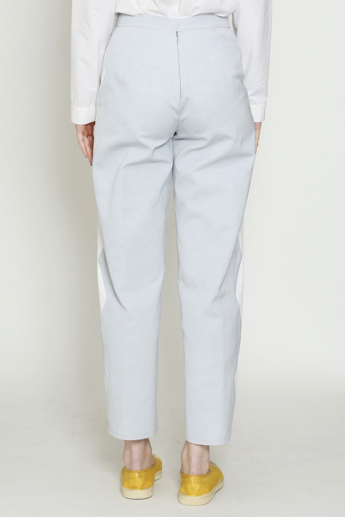 Cotton Blend Mist and Off White Zig Zag Back Zip Pant