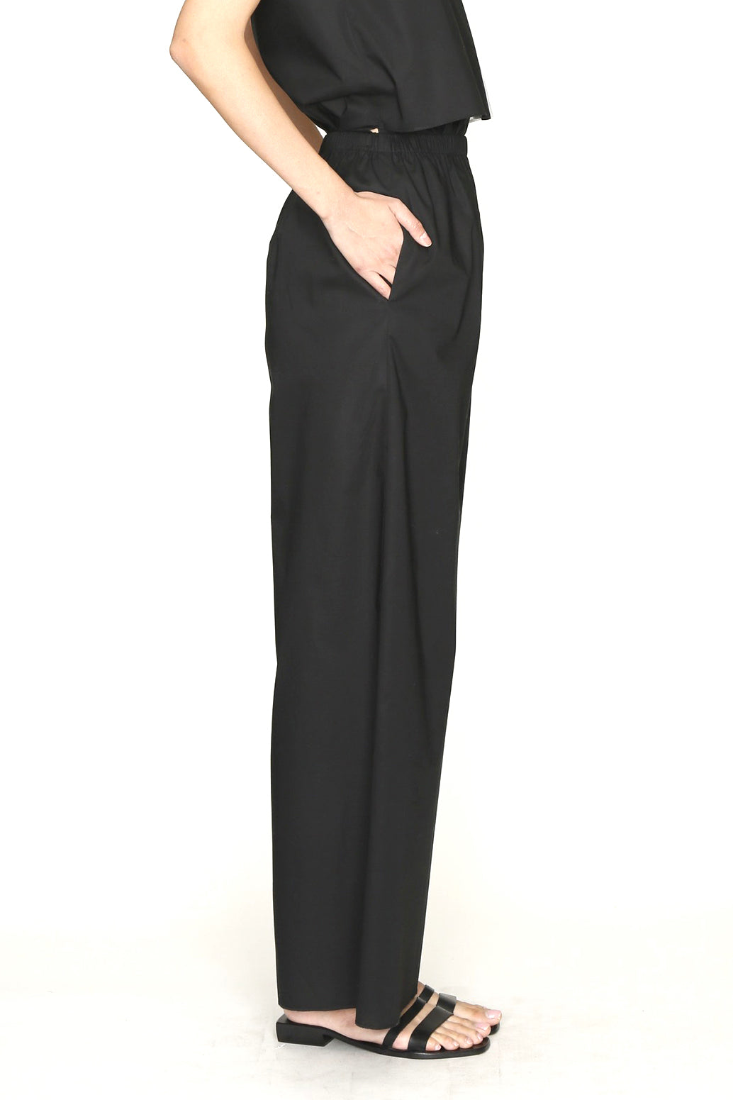 Black Paper Cotton Elasticated Waist Pajama Pant-5