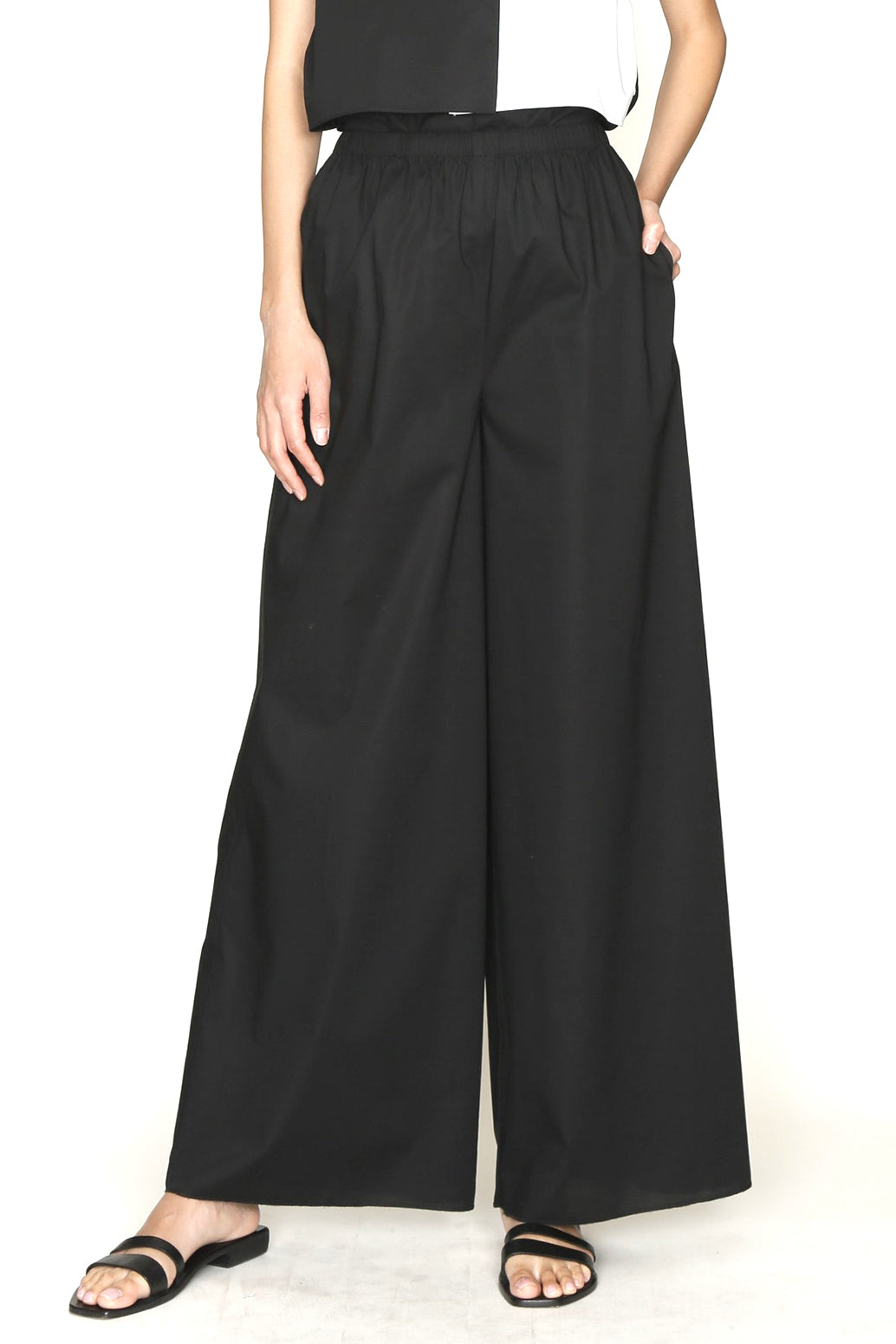 Black Paper Cotton Elasticated Waist Pajama Pant-1