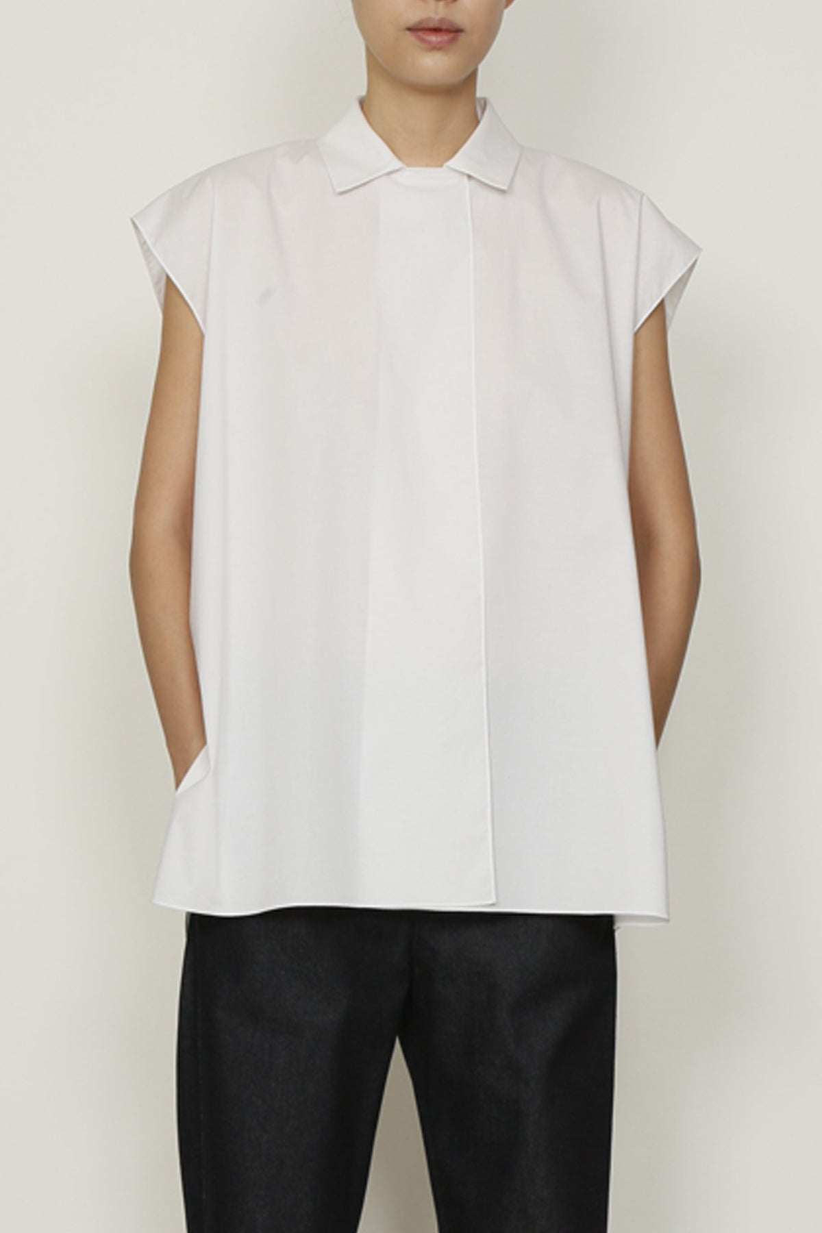 Paper Cotton One-Size-Fits-All Sleeveless Big Shirt Vest - 1