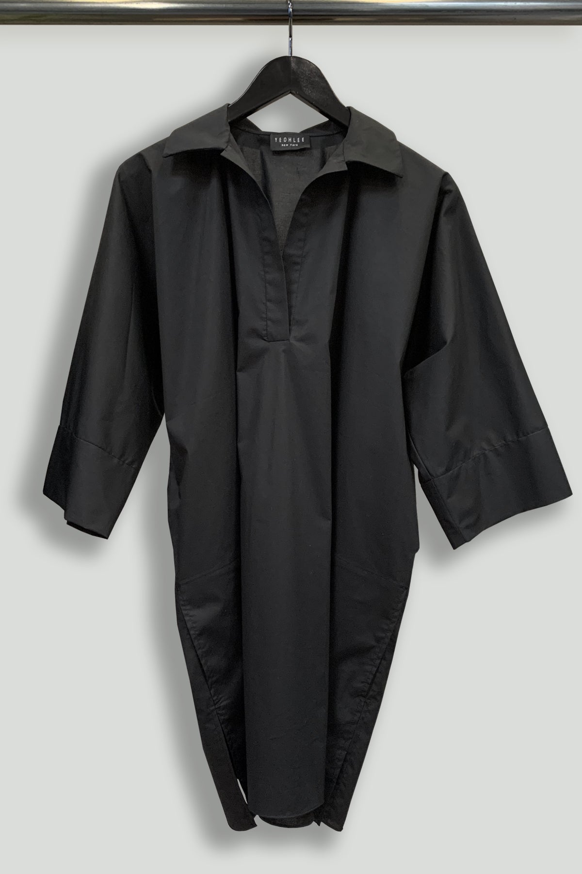 Paper Cotton One-Size-Fits-All Zerowaste Longline Henley with Side Pockets - Hanger