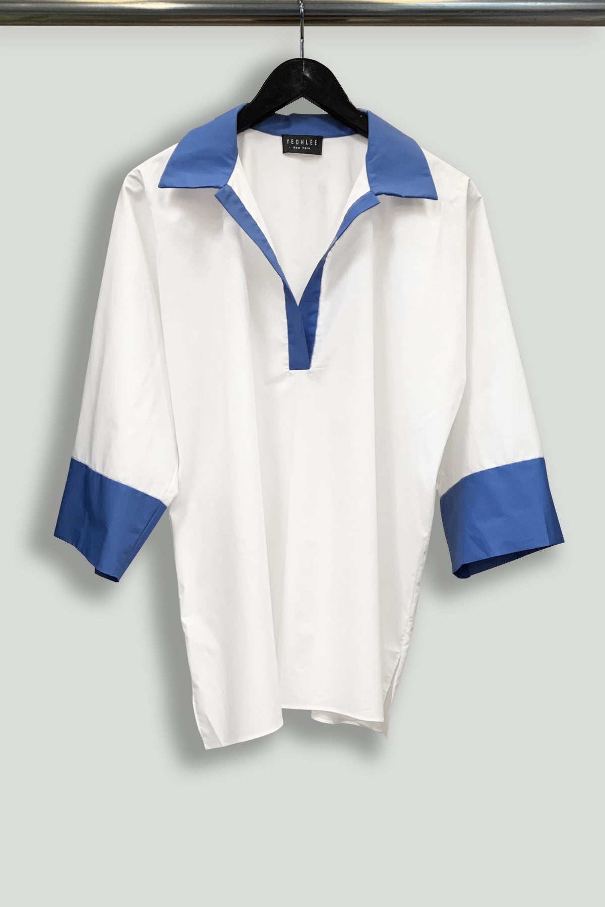 White and Blue Paper Cotton One-Size-Fits-All Zerowaste Henley - Hanger