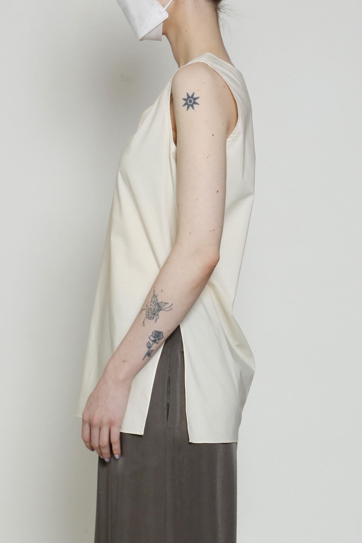 Paper Cotton Long Tank with Side Slits