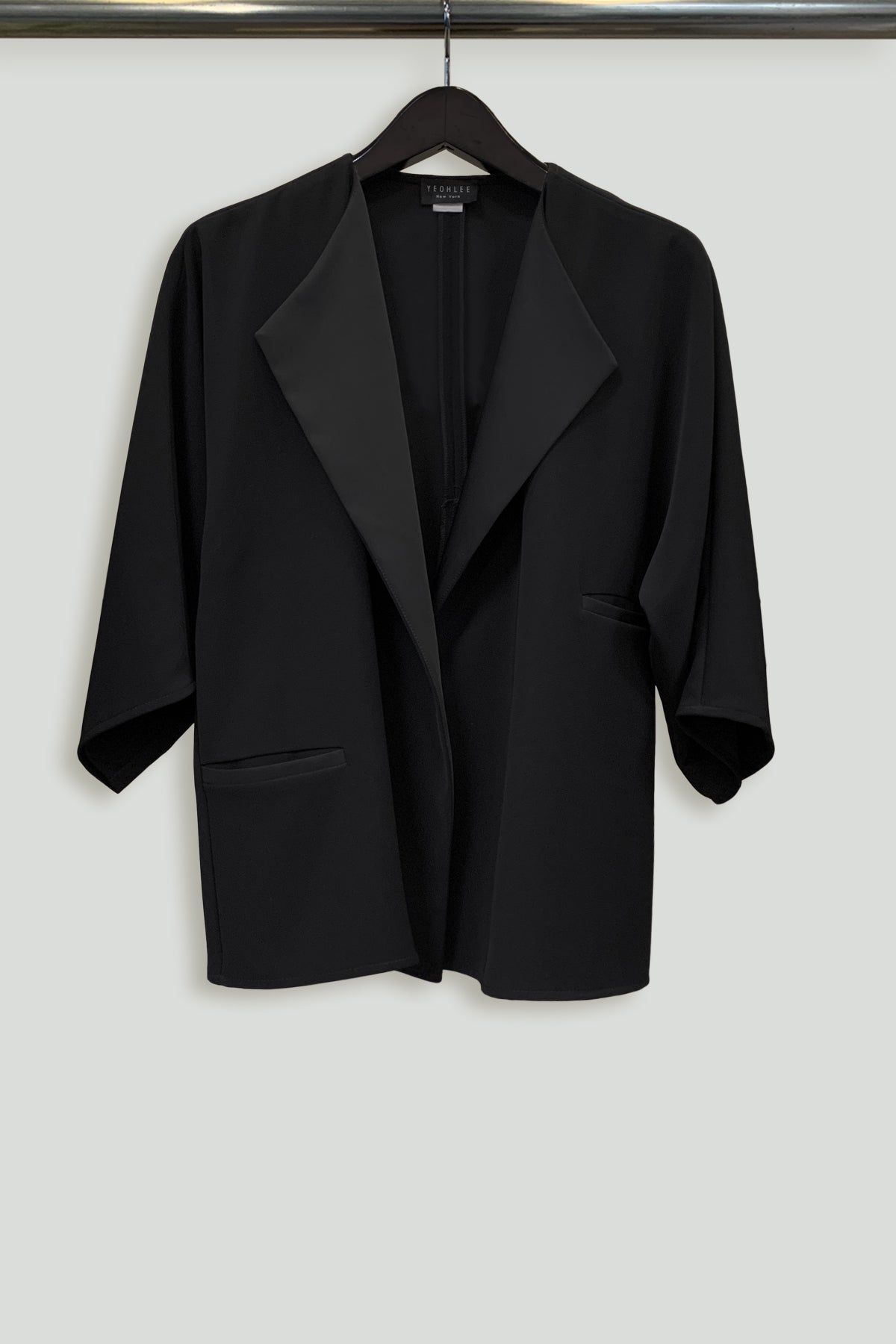 Lapel Kimono Sleeve Jacket in Smart Gab Microfiber-Hanger