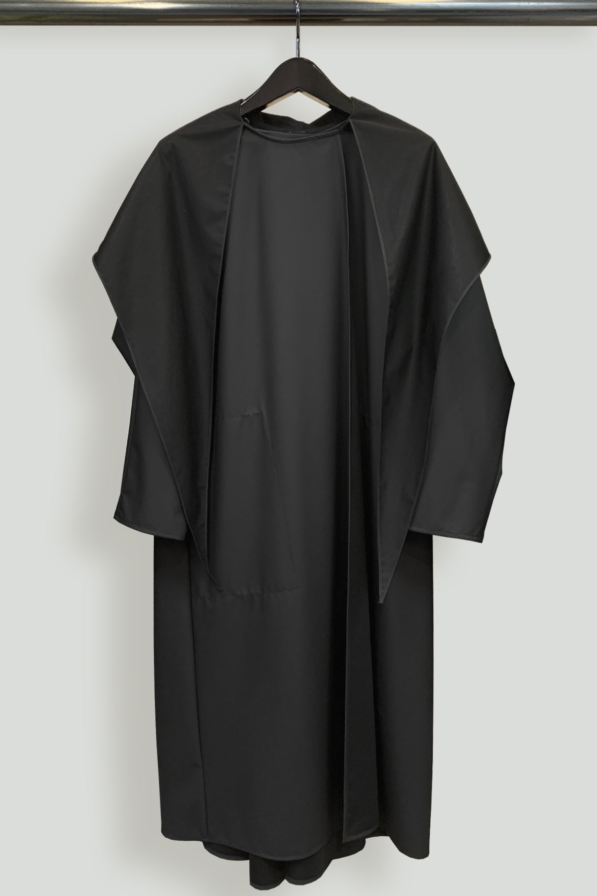 Water-Repellent Long Sweep Raincoat with Scarf Hood and Pockets-Hanger