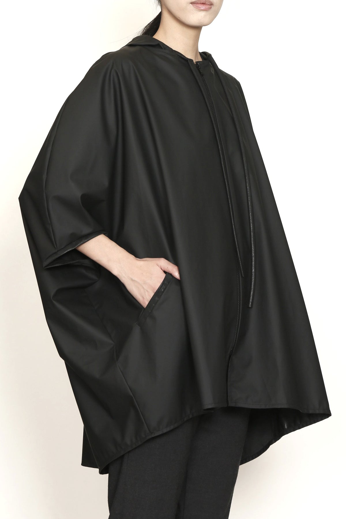 Hooded Pod Rain Jacket in Matte Water-Repellent Fabric-2
