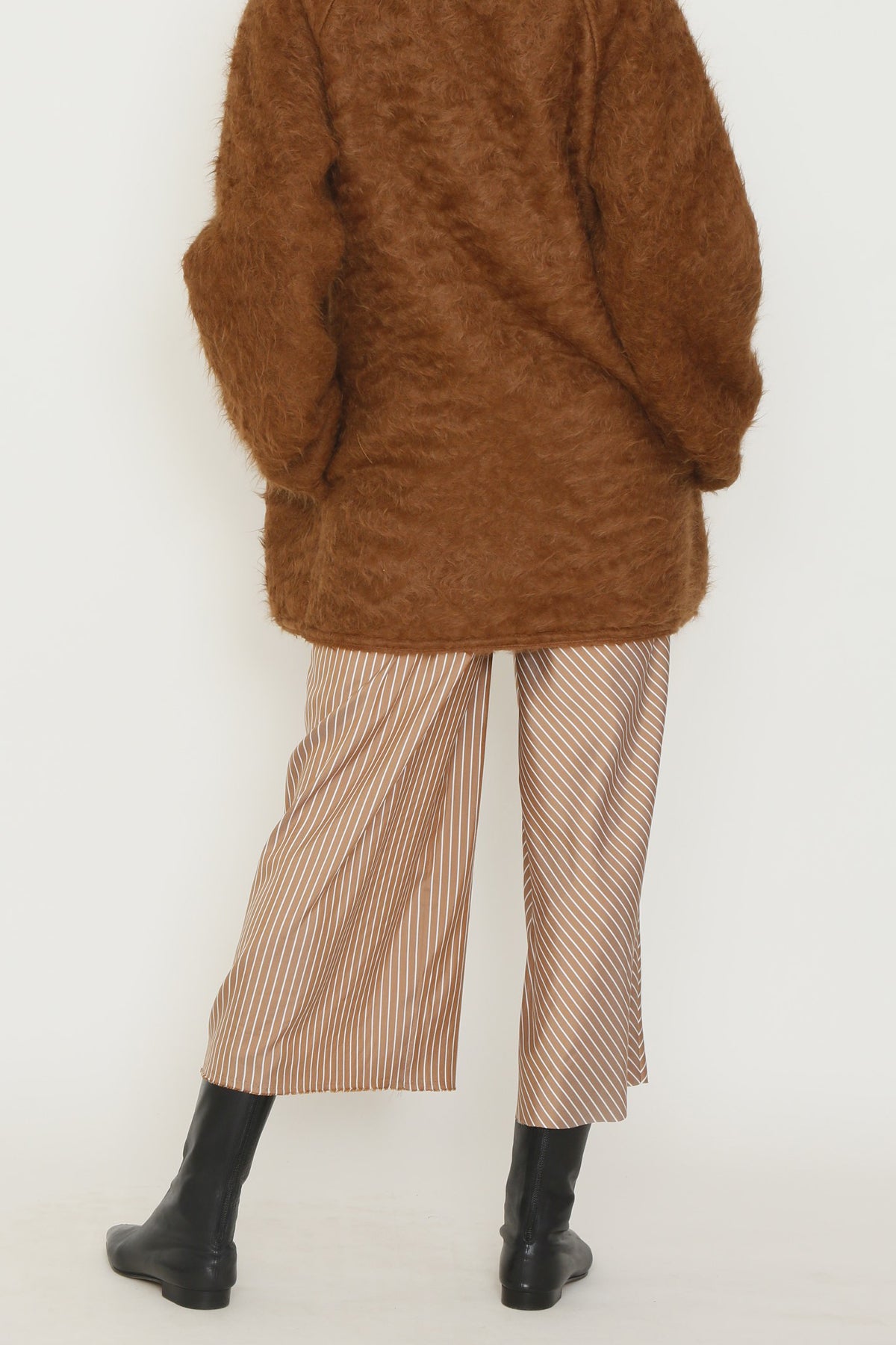 Orange and White Silk Stripe Culotte with Elasticated Waist