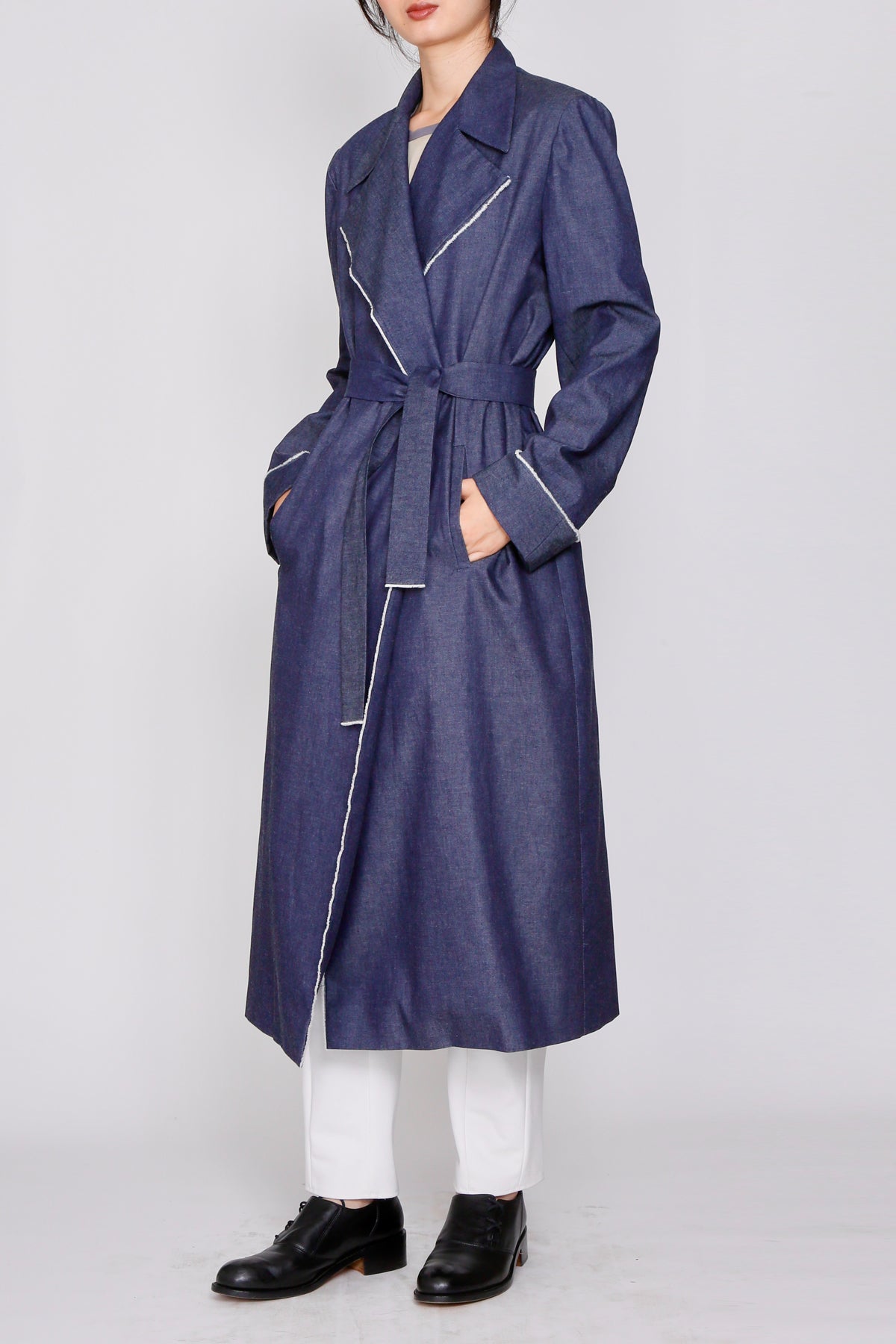 Lightweight Denim Belted Trench