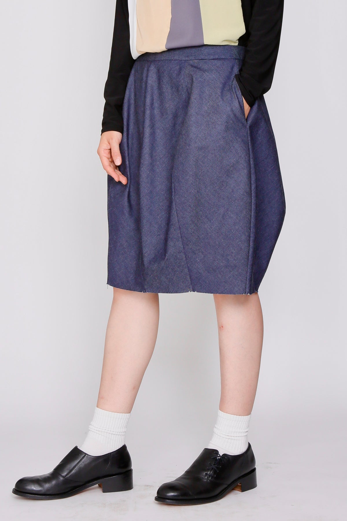 Lightweight Denim Crescent Skirt-2