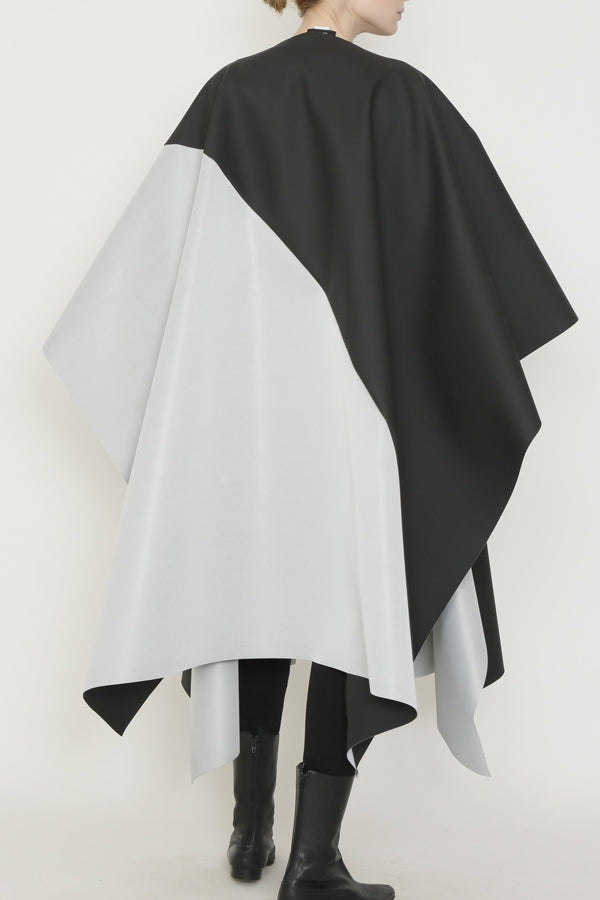 Black and White Gunmetal Water Repellent One-Size-Fits-All Cape-4