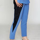 Cerulean Smart Gab Tapered Pant with Triangular Cut Velvet Side Insets