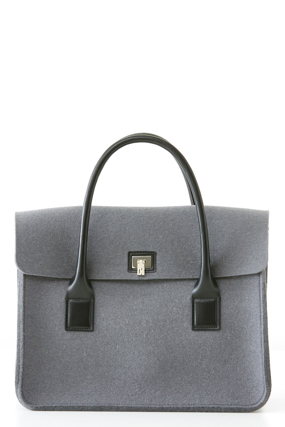 Lambertson Truex Boxcar Top Handle Grey Felt Handbag