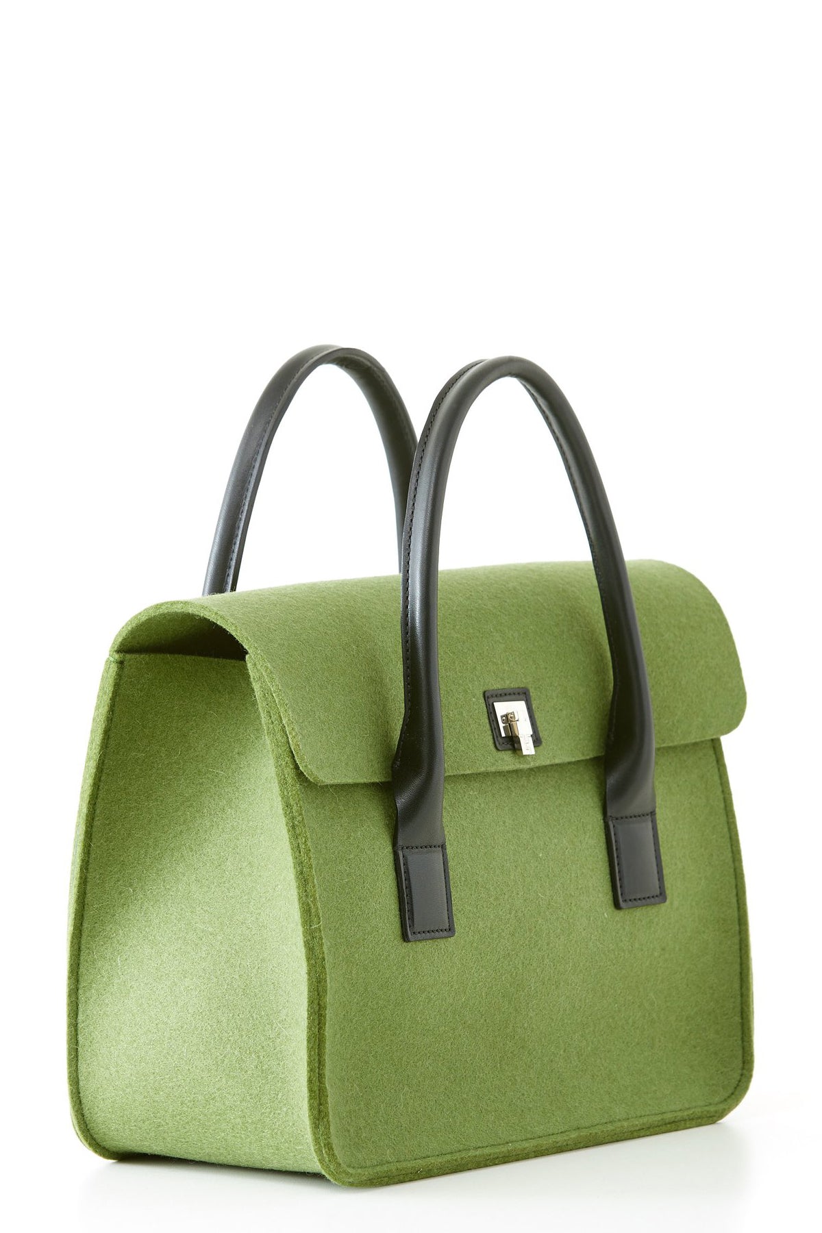 Lambertson Truex Boxcar Top Handle Olive Felt Handbag
