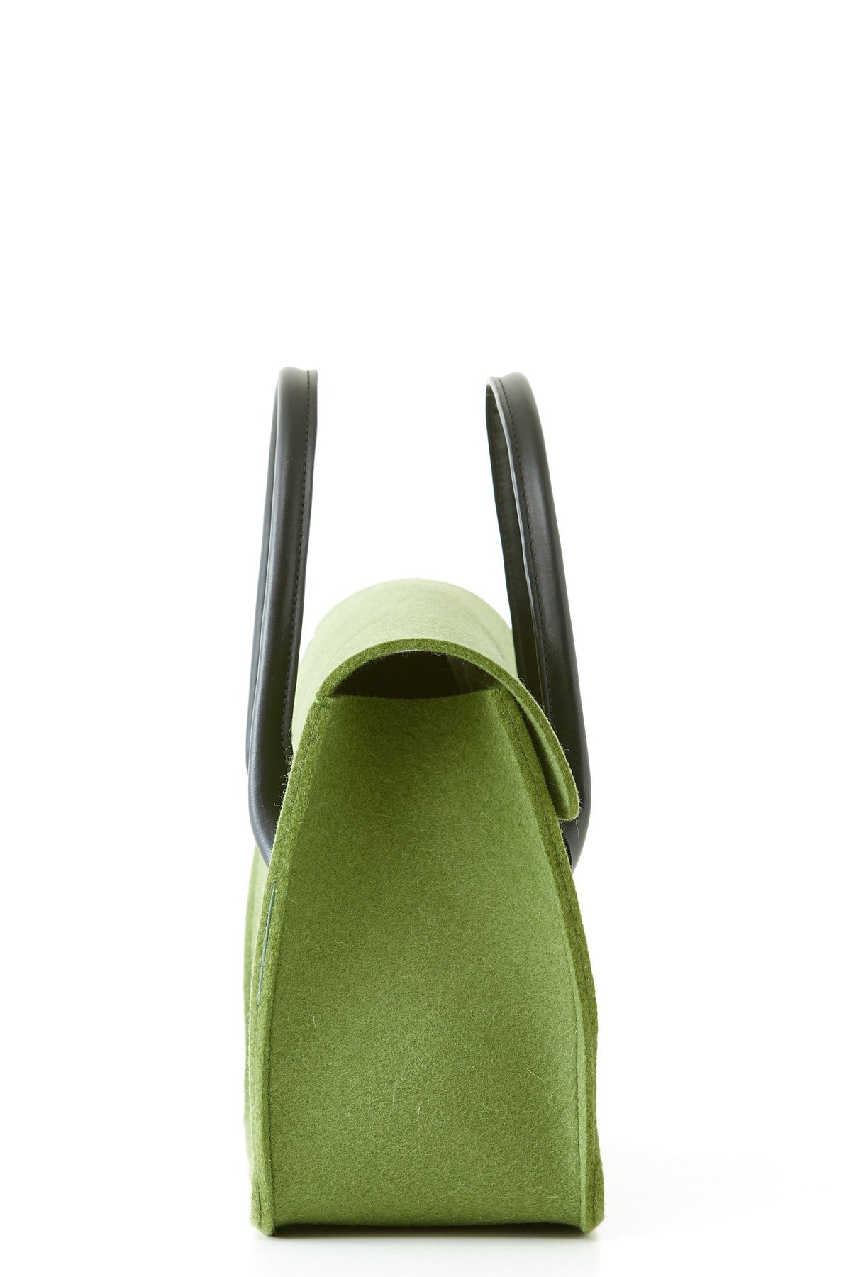 Lambertson Truex Boxcar Top Handle Olive Felt Handbag