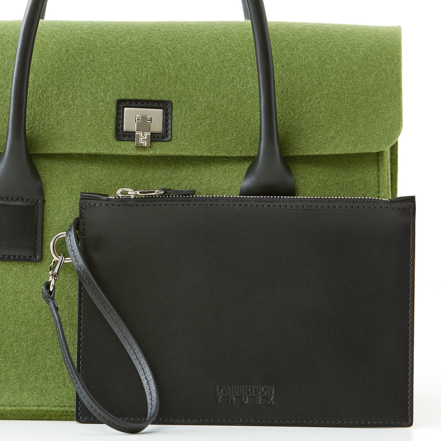 Lambertson Truex Boxcar Top Handle Olive Felt Handbag