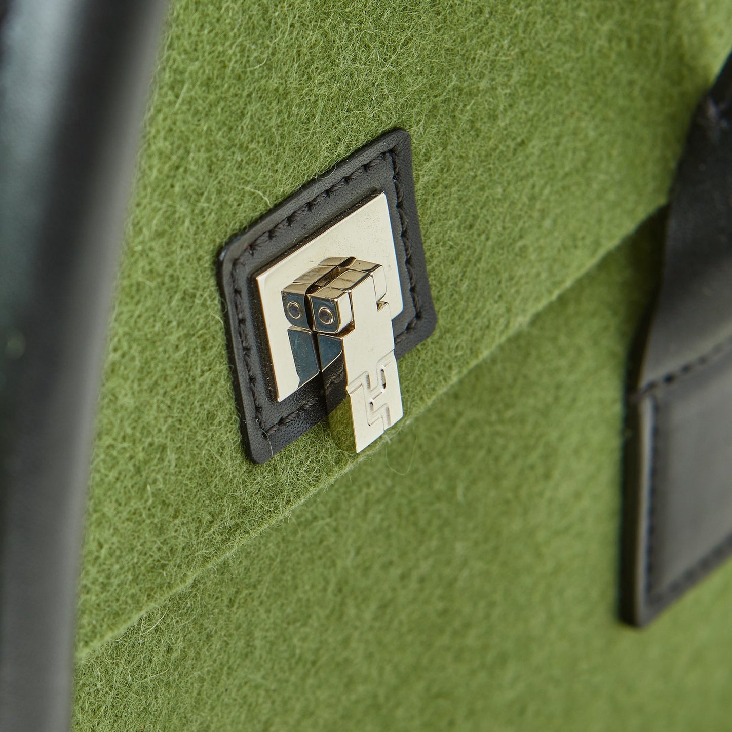 Lambertson Truex Boxcar Top Handle Olive Felt Handbag
