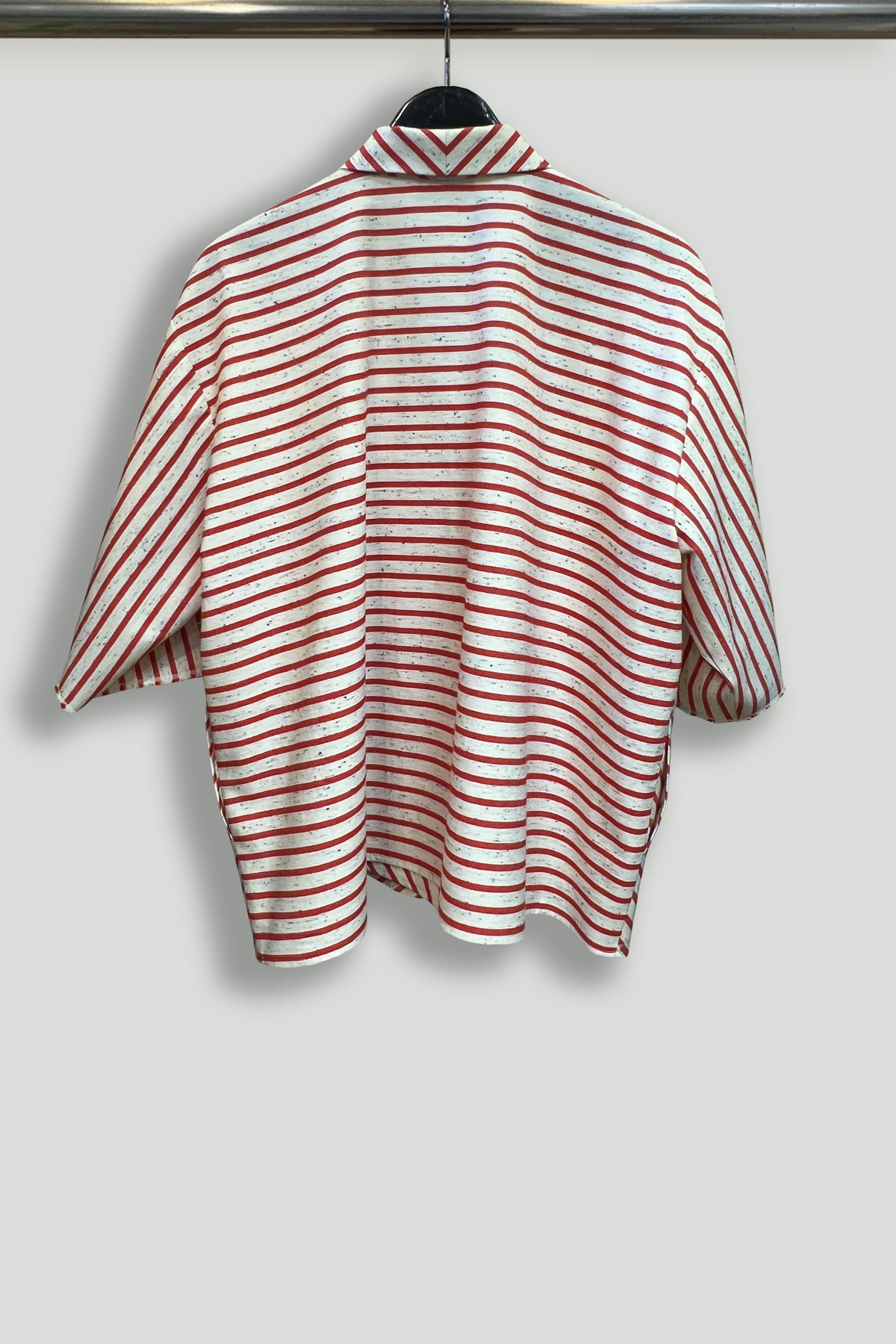 Cotton Awning Stripes Crop Big Shirt - Hanger Back