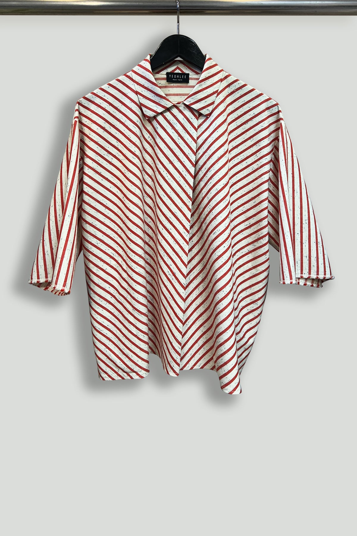 Cotton Awning Stripes Crop Big Shirt - Hanger