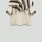 Cream Gabardine Top with Striped Circle Collar