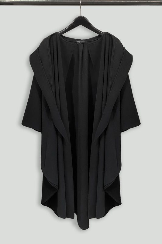 Black Hooded Cashmere Cape